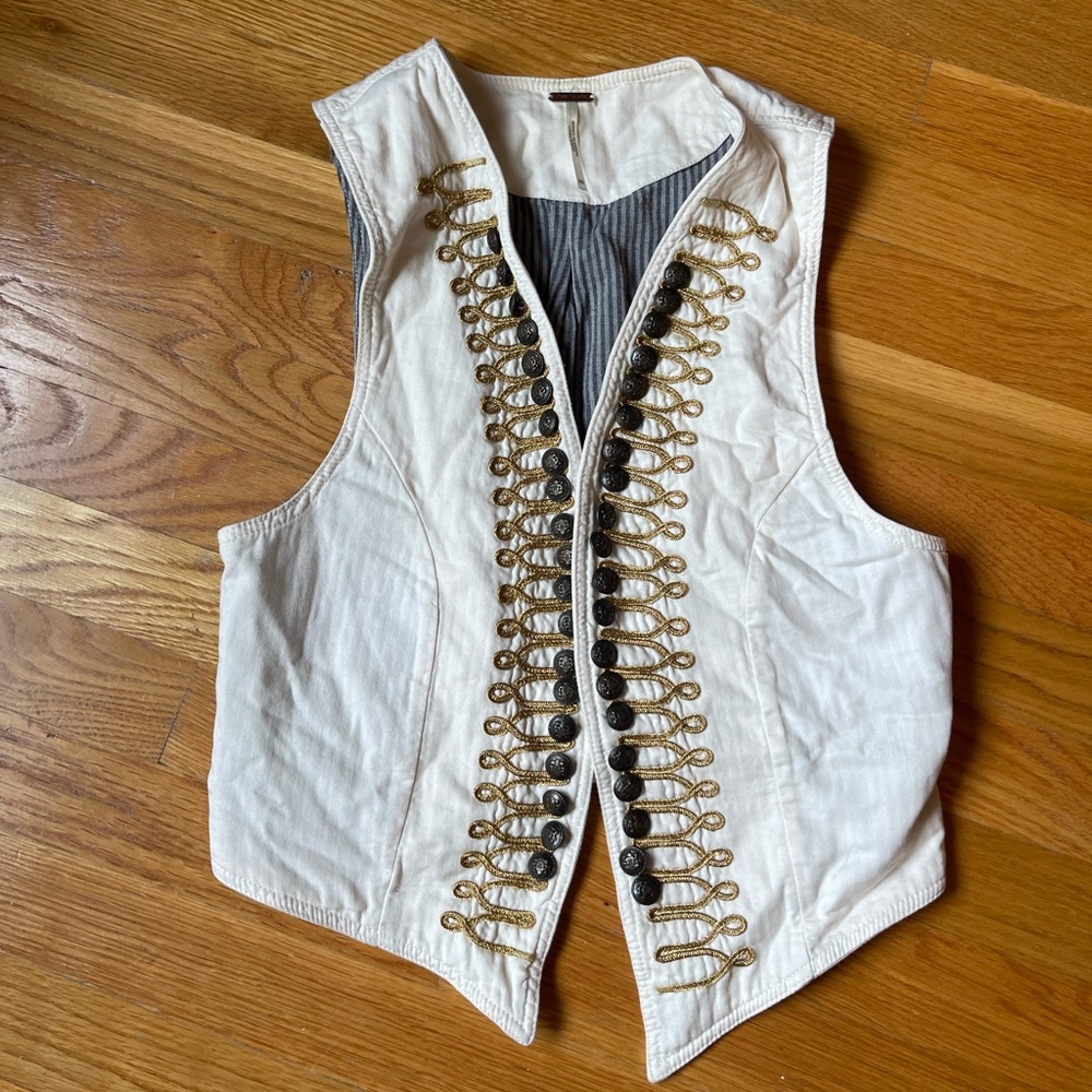 Free People Shrunken Military Vest